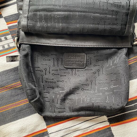 Y2K Fossil Black Leather Maddox Top Handle Crossbody Satchel Purse Handbag. - Picture 12 of 16